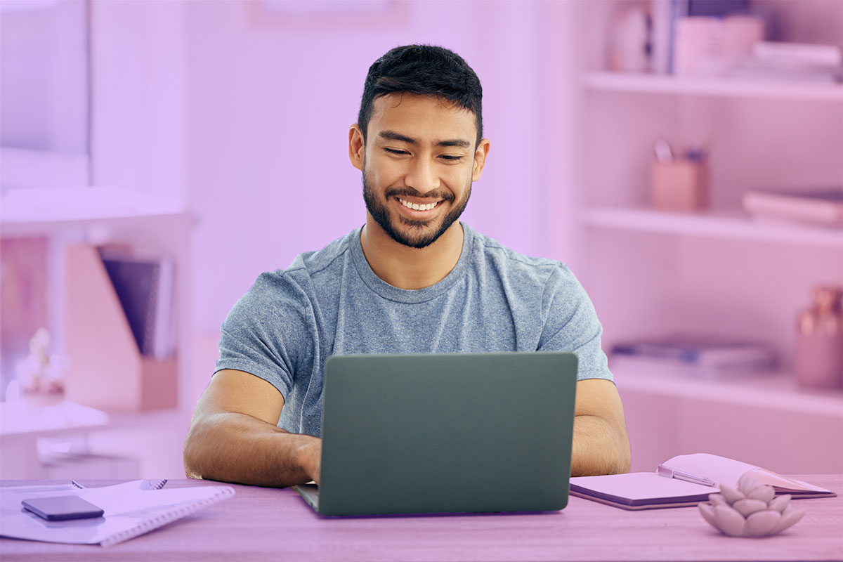Man enjoying the library of HR resources available